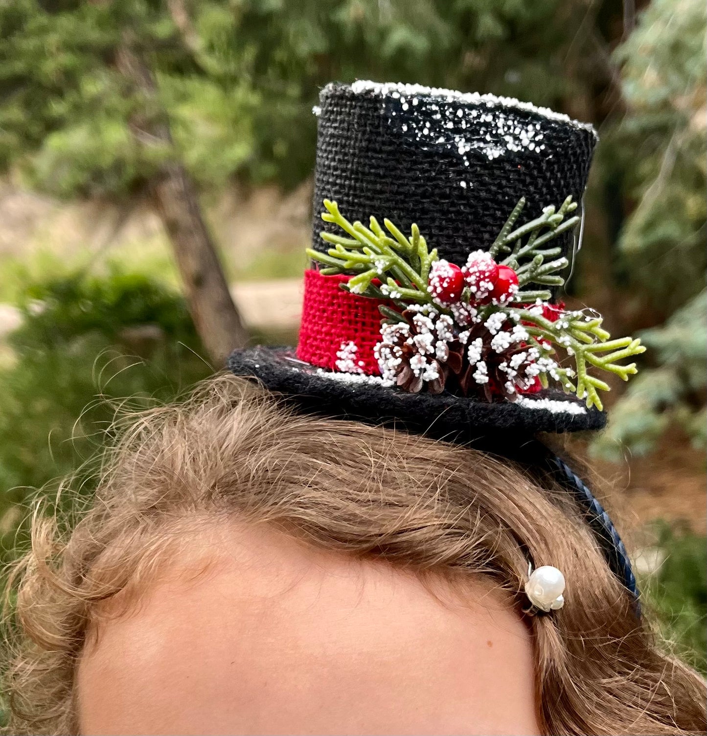 Holly Berry Top Hat Headband