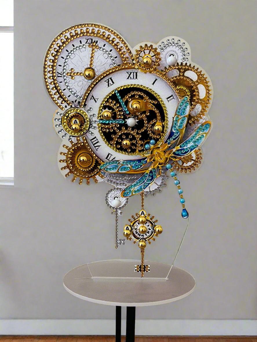 Steampunk Dragonfly Clock Decor