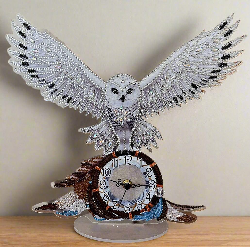 Snowy Owl Diamond Clock