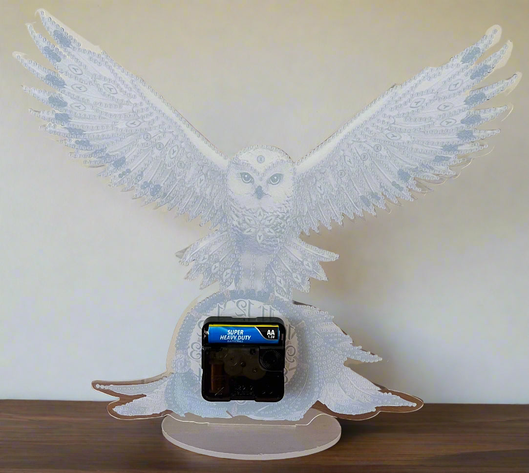 Snowy Owl Diamond Clock