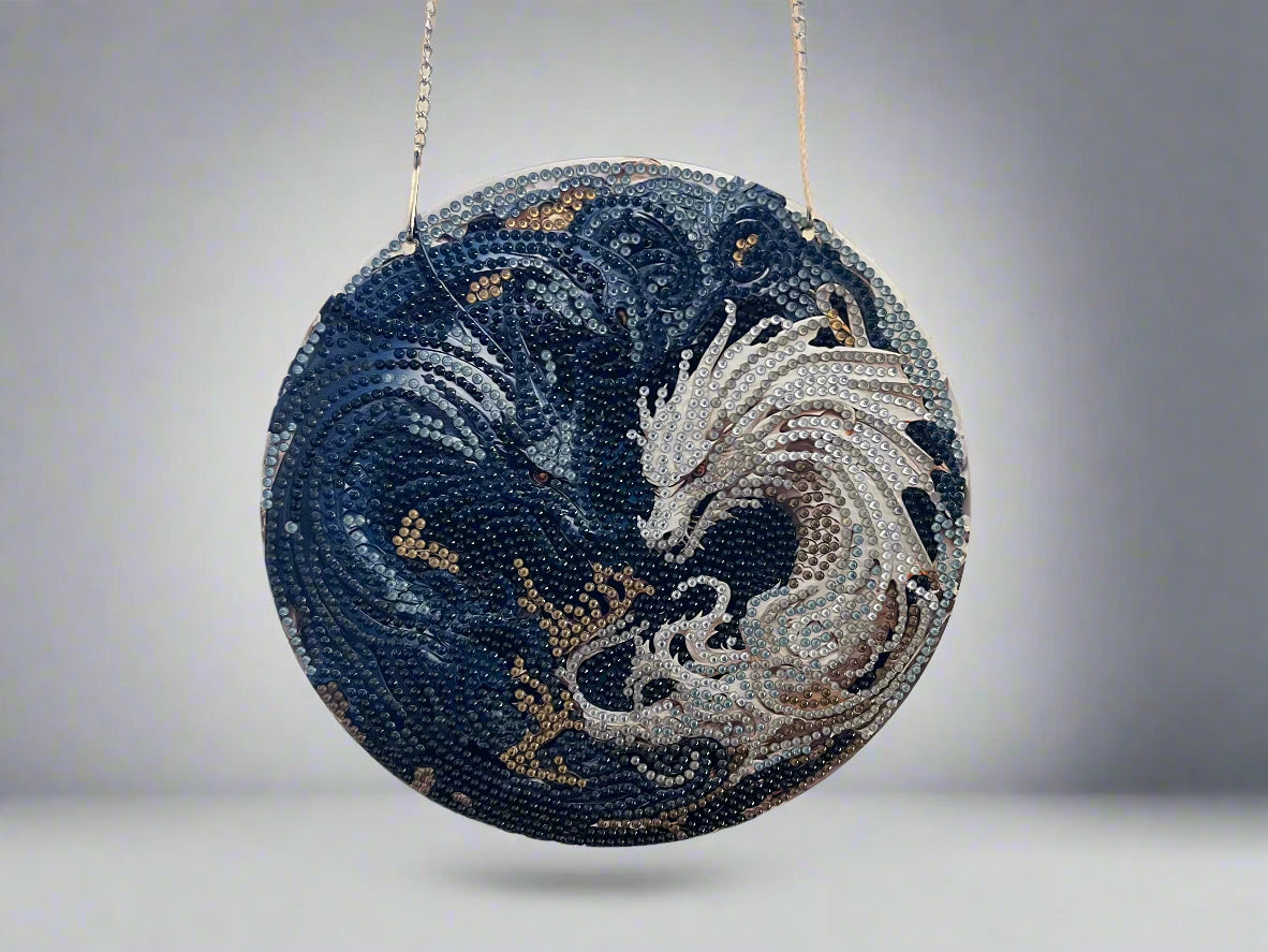 Yin Yang Diamond Dragon Decor