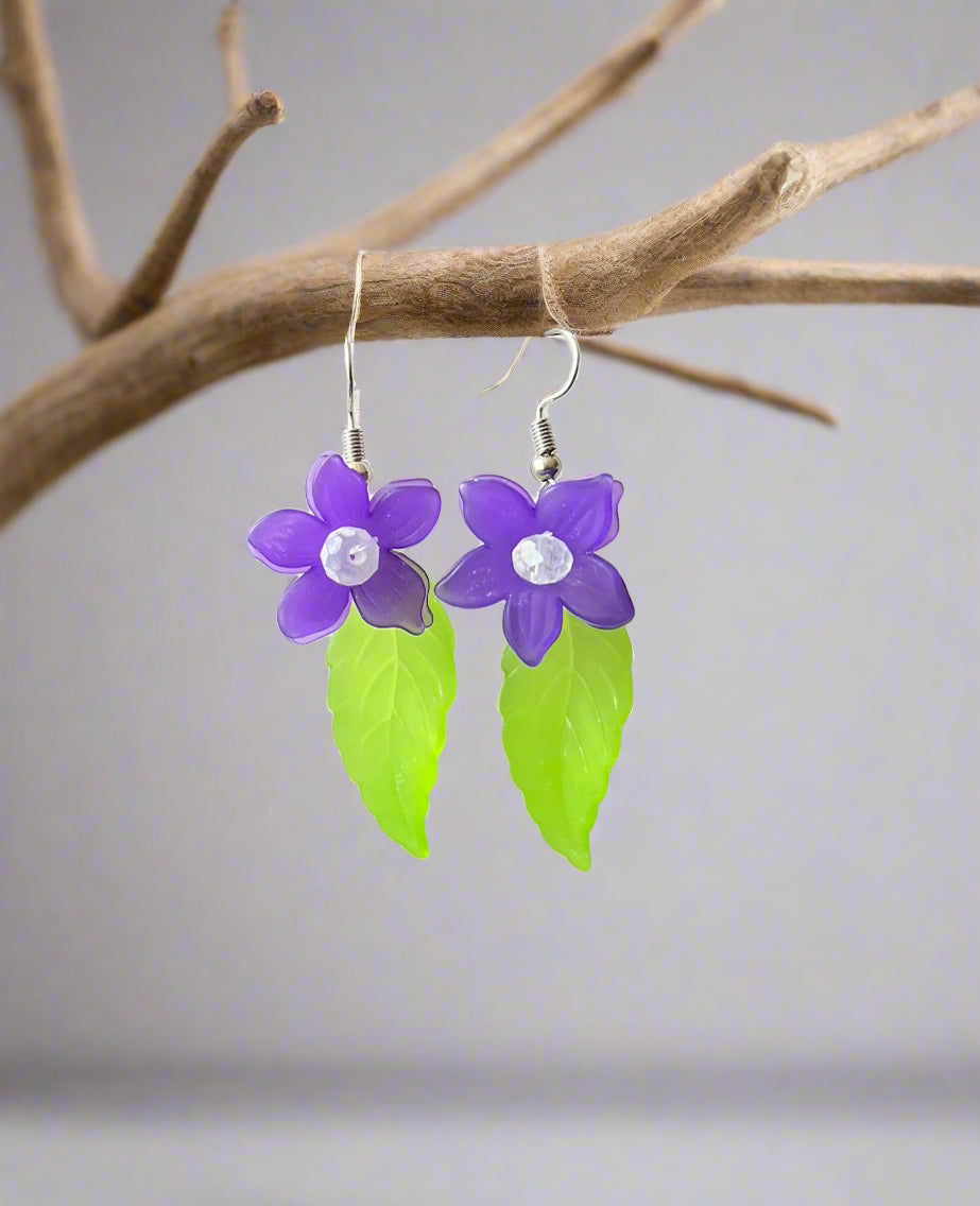 Violet Floral Earrings