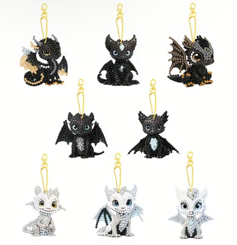 Night and Light Dragon Keychains