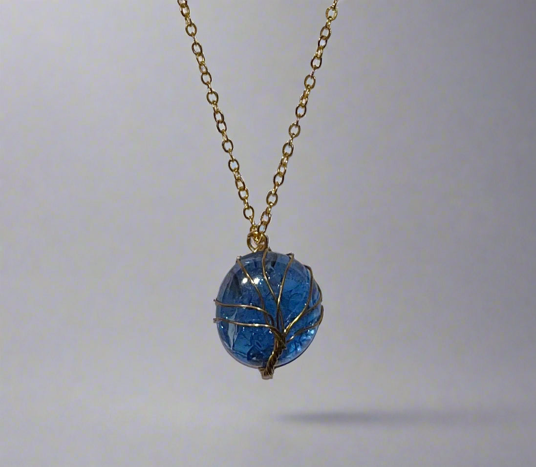 Wired Tree Cracked Gem Necklaces