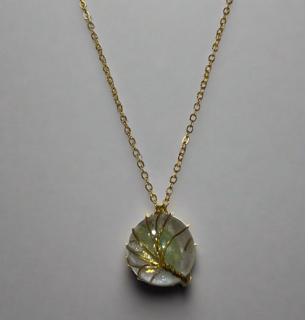 Wired Tree Cracked Gem Necklaces