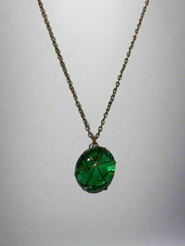 Wire Wrap Cracked Gem Necklaces