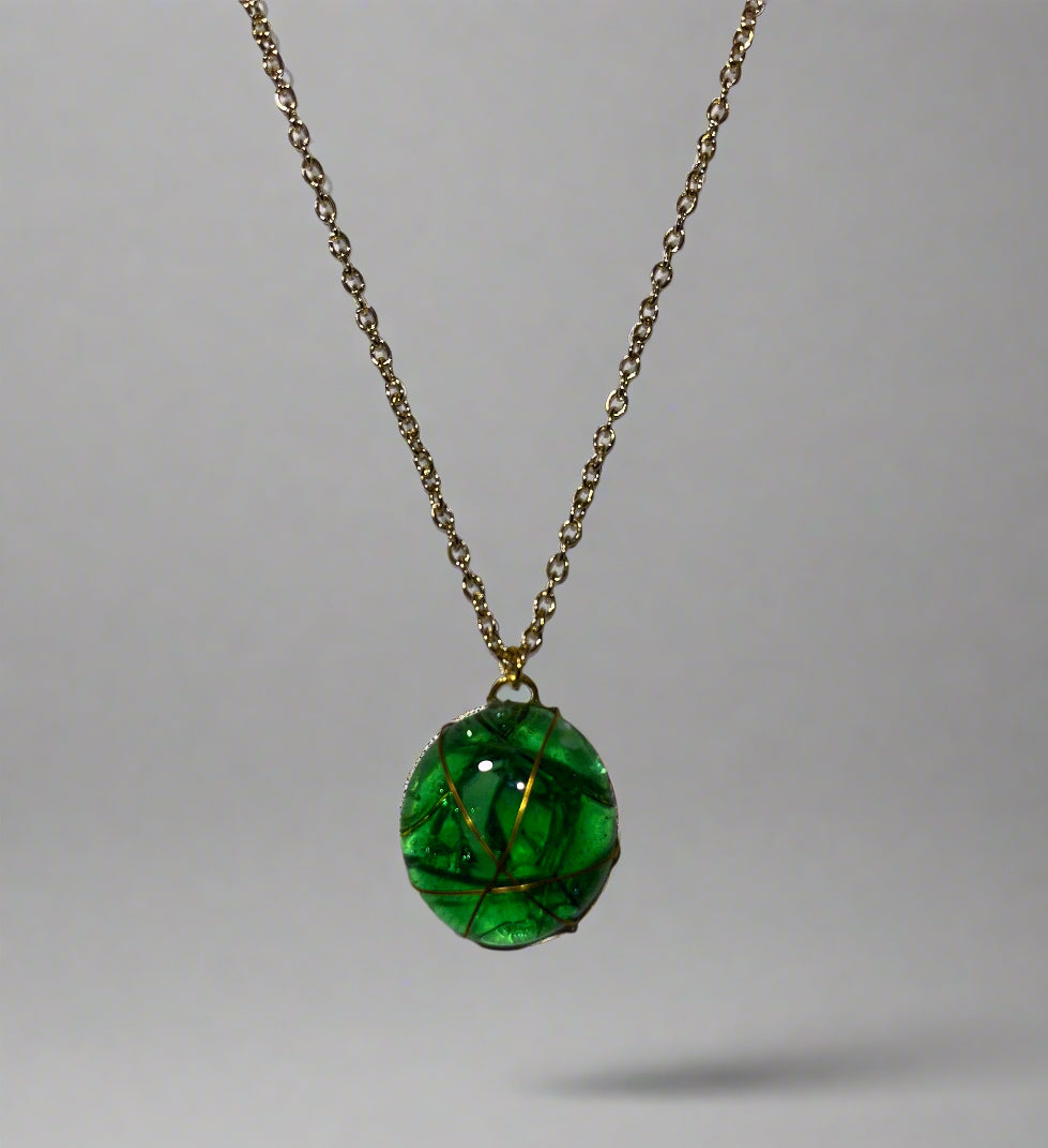 Wire Wrap Cracked Gem Necklaces