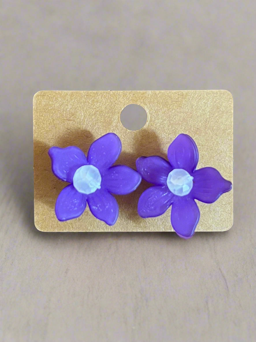 Violet Floral Stud Earrings