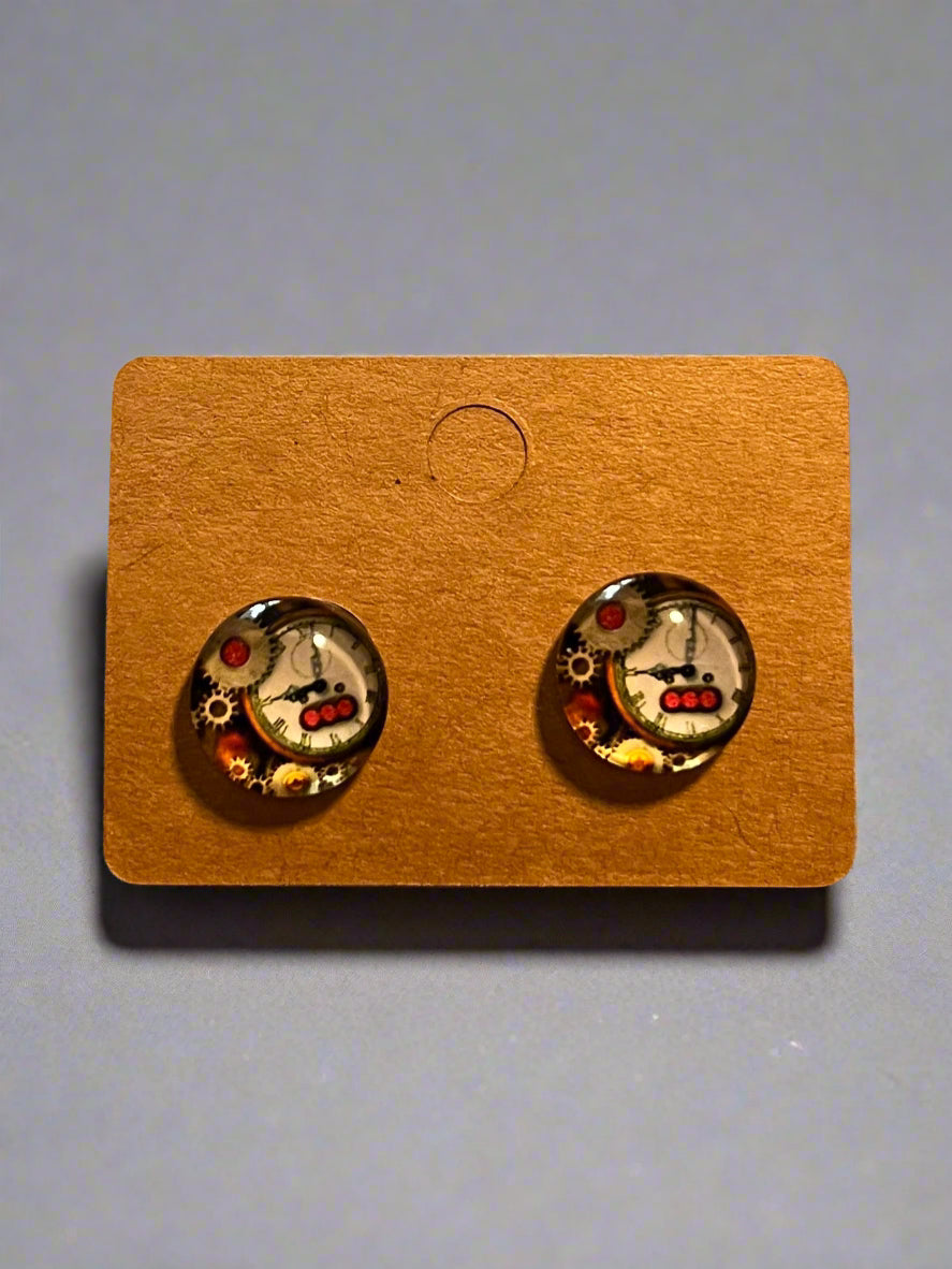 Steampunk Cabochon Earrings