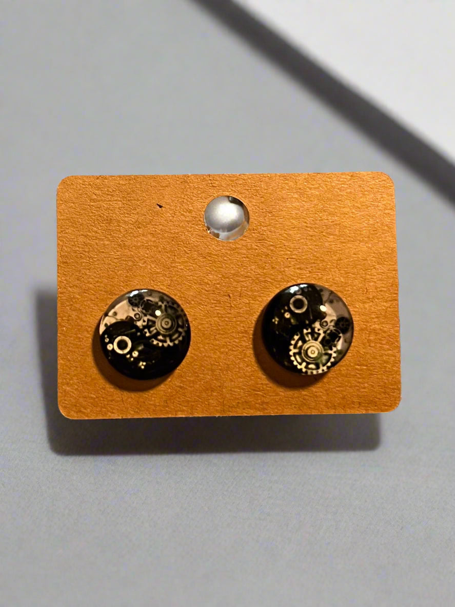 Steampunk Cabochon Earrings
