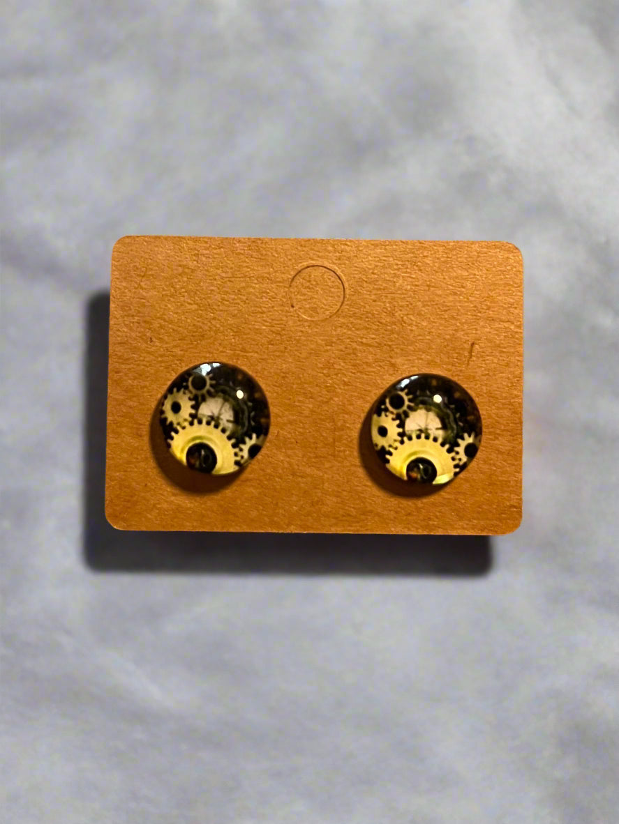 Steampunk Cabochon Earrings