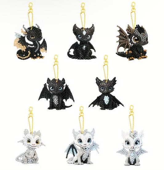 Night and Light Dragon Keychains