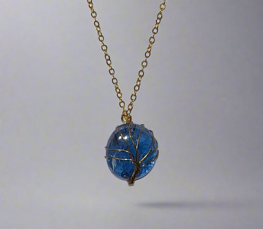 Wired Tree Cracked Gem Necklaces