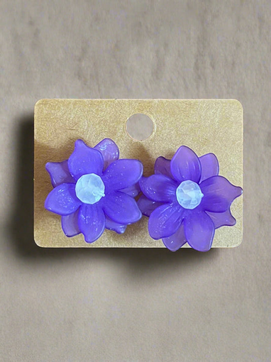 Violet Floral Stud Earrings