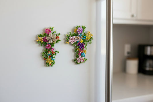 Floral Cross Magnets